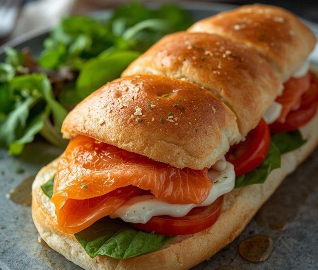 Graham Roll with Salmon and Tomato