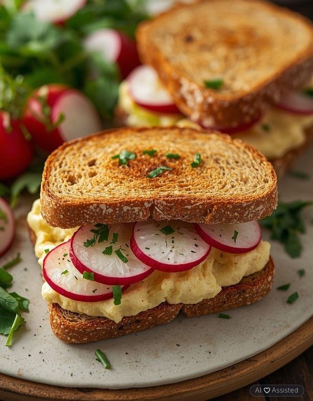 Hummus and Radish Sandwiches (lighter version)