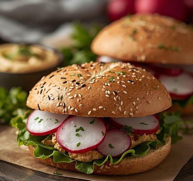 Sandwiches mit Hummus und Radieschen