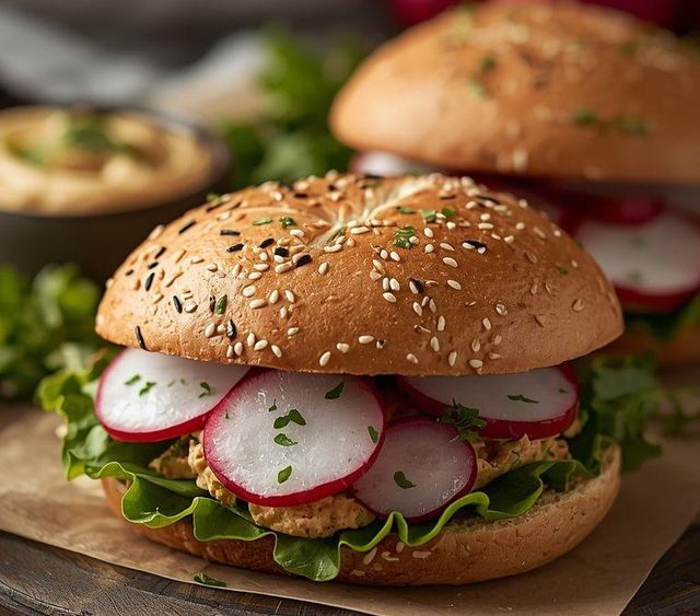 Sandwiches mit Hummus und Radieschen