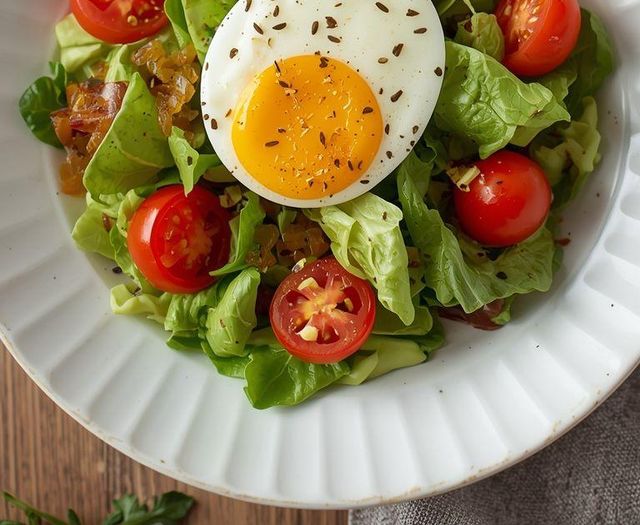 Salad with egg and cocktail tomatoes