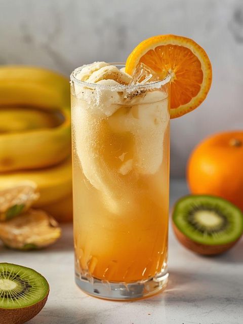 Koktajl z bananem, pomarańczą i kiwi