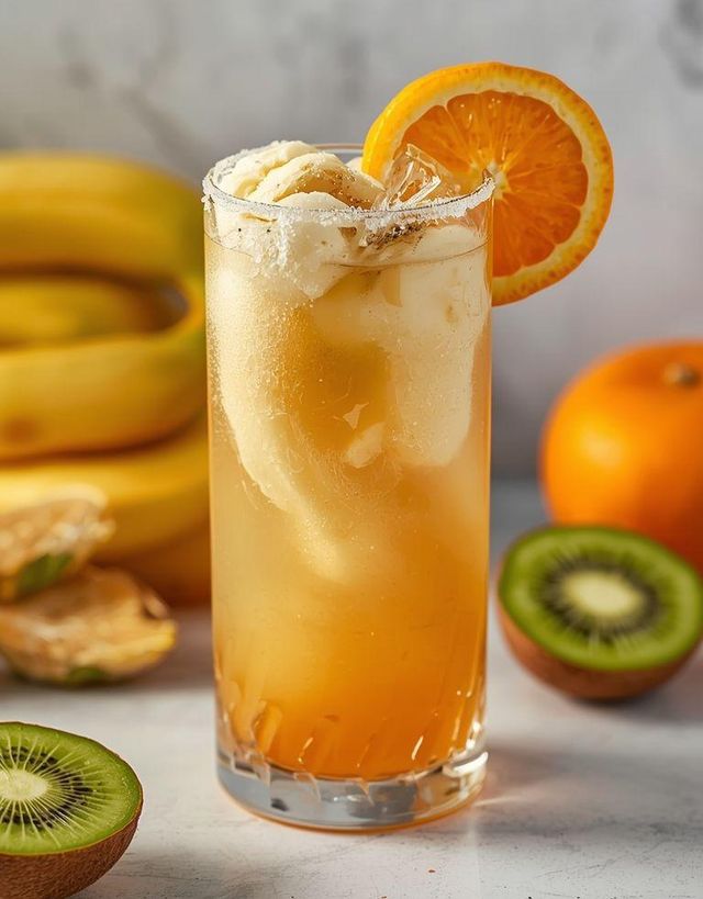 Cocktail mit Banane, Orange und Kiwi