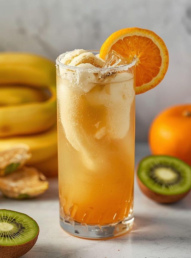 Cocktail with Banana, Orange, and Kiwi