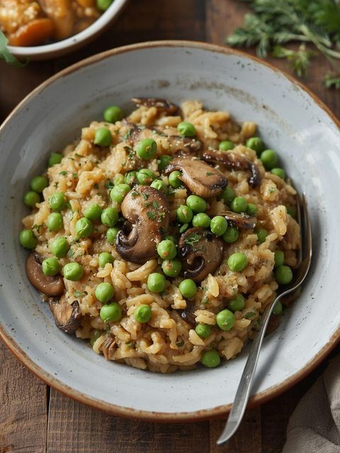 Risotto z groszkiem i grzybami