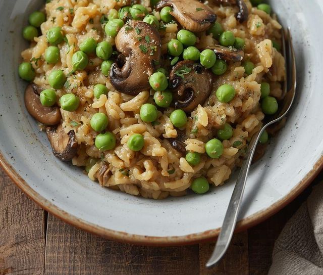 Pea and Mushroom Risotto