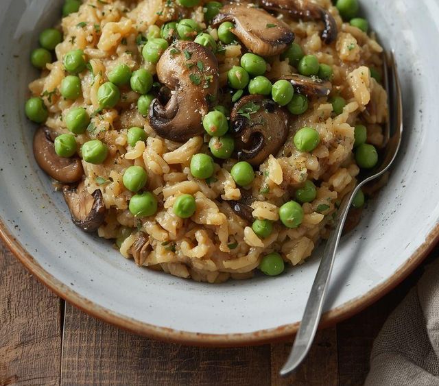 Risotto mit Erbsen und Pilzen