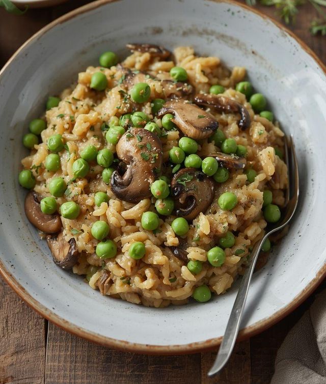 Pea and Mushroom Risotto