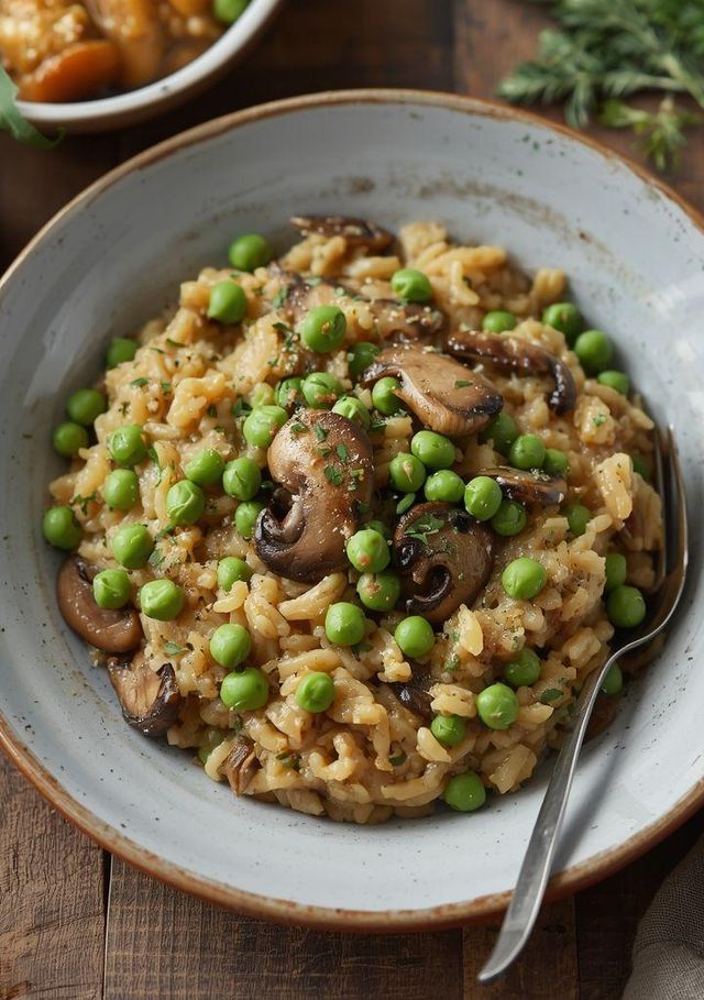 Pea and Mushroom Risotto