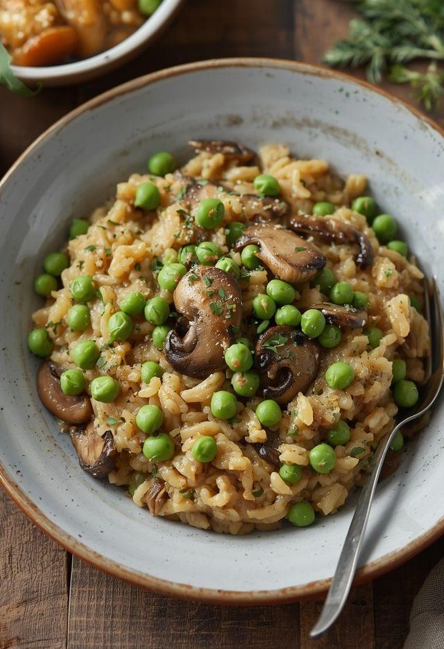 Pea and Mushroom Risotto