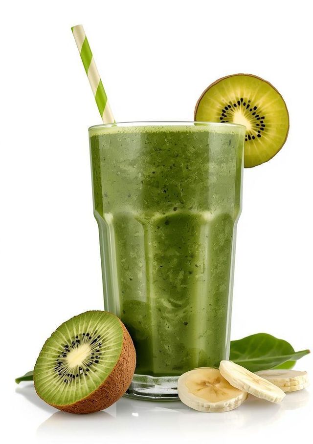 Smoothie mit Spinat, Banane und Kiwi