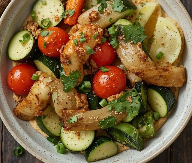 Vegetables with Hummus and Caraway