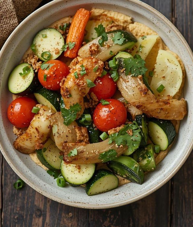 Vegetables with Hummus and Caraway