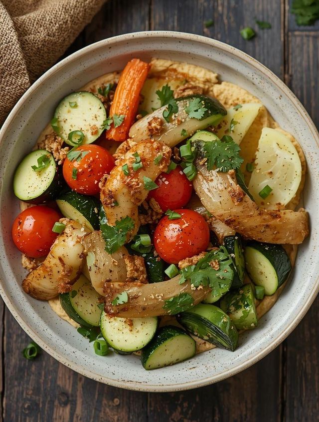 Vegetables with Hummus and Caraway