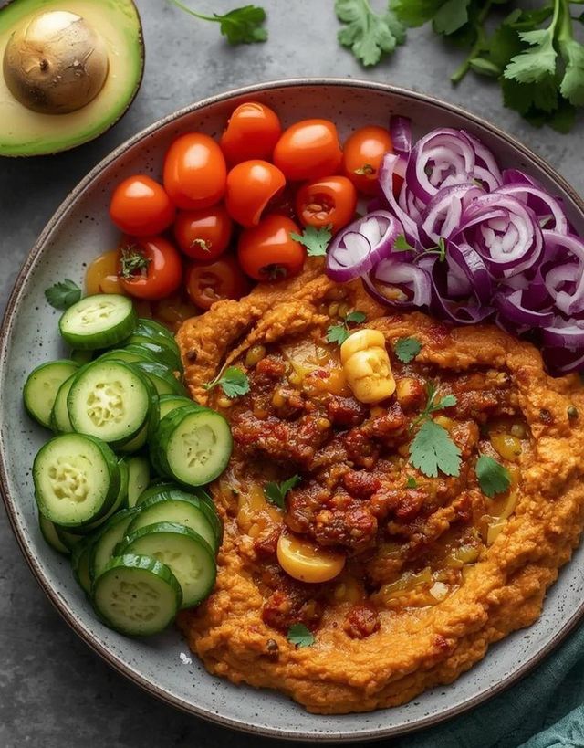 Gemüse mit Chili-Hummus