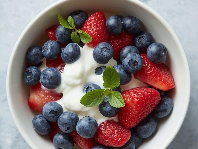 Amerikanische Blaubeeren mit Joghurt (leichte Version)