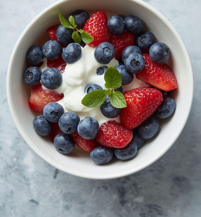 Amerikanische Blaubeeren mit Joghurt (leichte Version)
