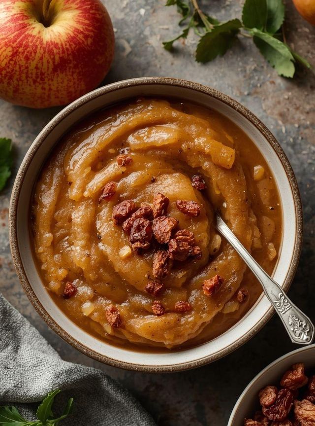 Apfel-Birnenmus mit getrockneten Gojibeeren