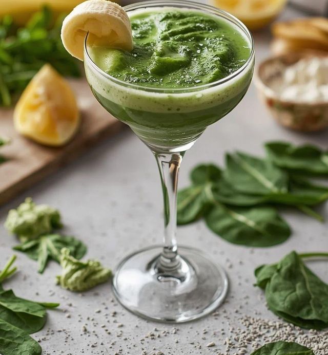 Cocktail mit Banane und Spinat (laktosefrei)