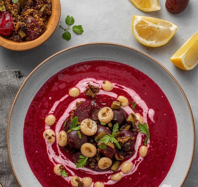 Beetroot and Spargel bean soup