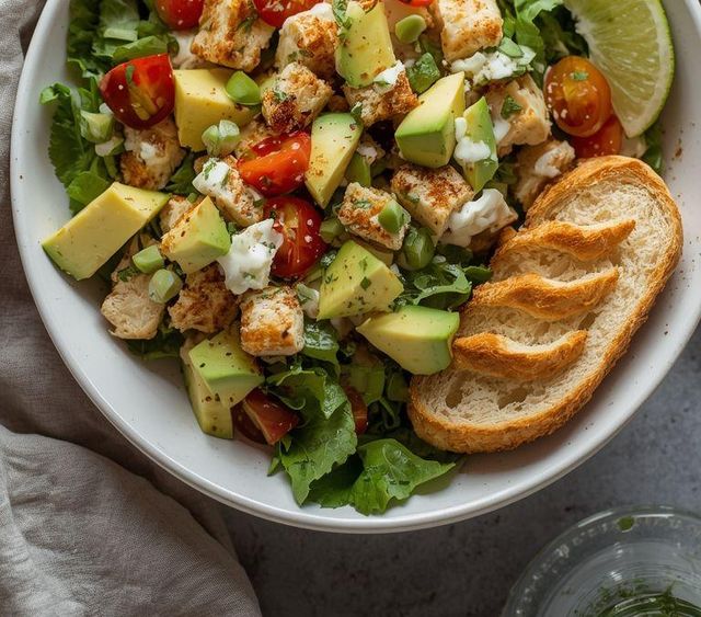Avocado and Chicken Salad (with Bread)