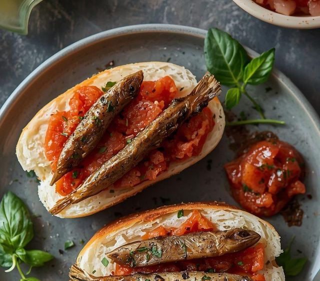 Sardine-Tomato Paste Sandwiches (lighter version)