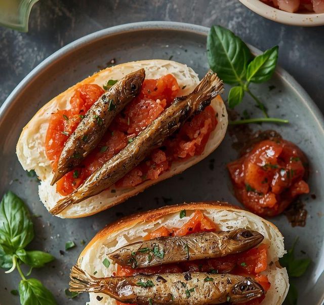Sardine-Tomato Paste Sandwiches (lighter version)
