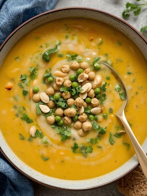 Light Pumpkin and Pea Cream Soup