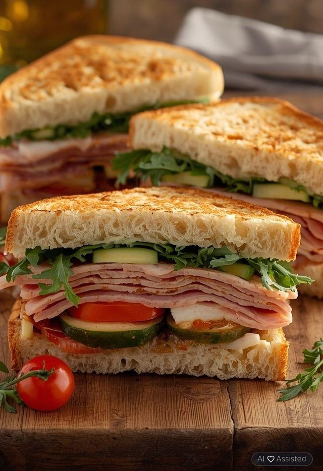 Sandwiches mit Truthahnschinken und Gemüse