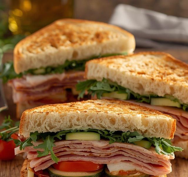 Sandwiches mit Truthahnschinken und Gemüse