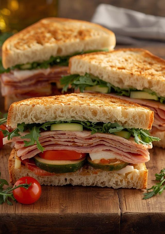Sandwiches mit Truthahnschinken und Gemüse