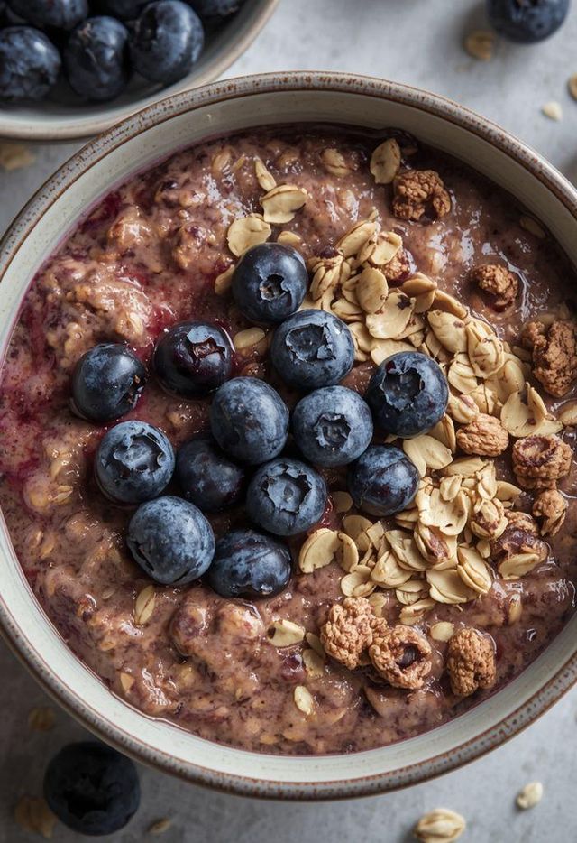 Haferflocken mit Heidelbeeren (leichtere Version)