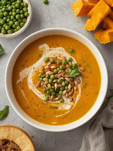 Creamy Pumpkin and Pea Soup