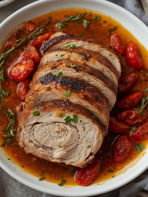 Pork loin with dried tomatoes