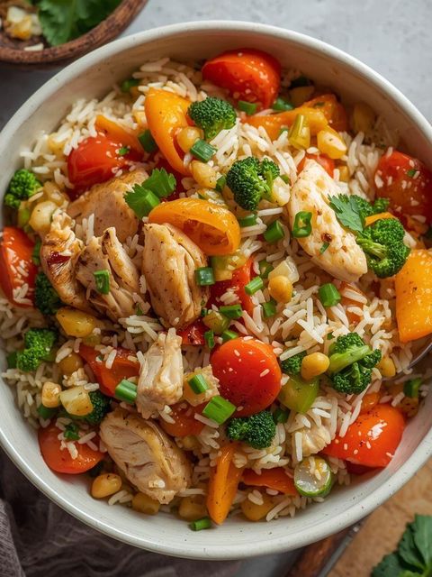 Rice with Chicken and Vegetables (Lighter Version)