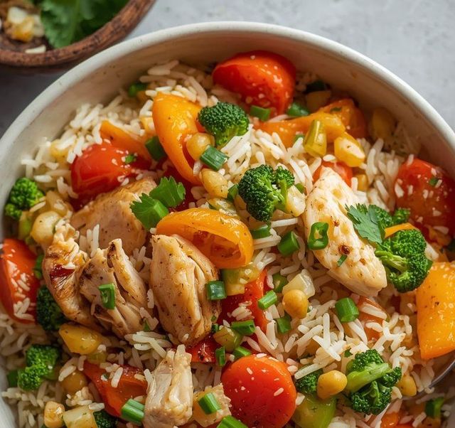 Rice with Chicken and Vegetables (Lighter Version)