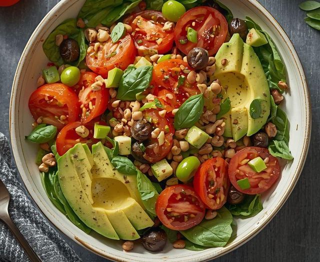 Salat mit Avocado und Tomaten