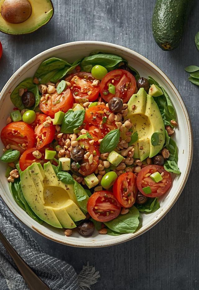 Salat mit Avocado und Tomaten