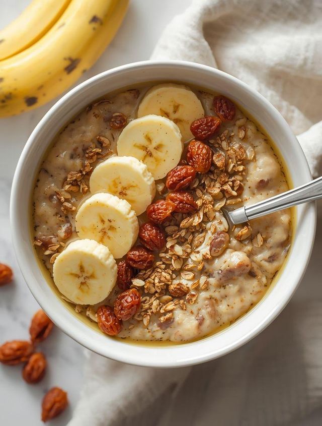 Owsianka z bananem, amarantusem i rodzynkami (wersja lżejsza, bez laktozy)