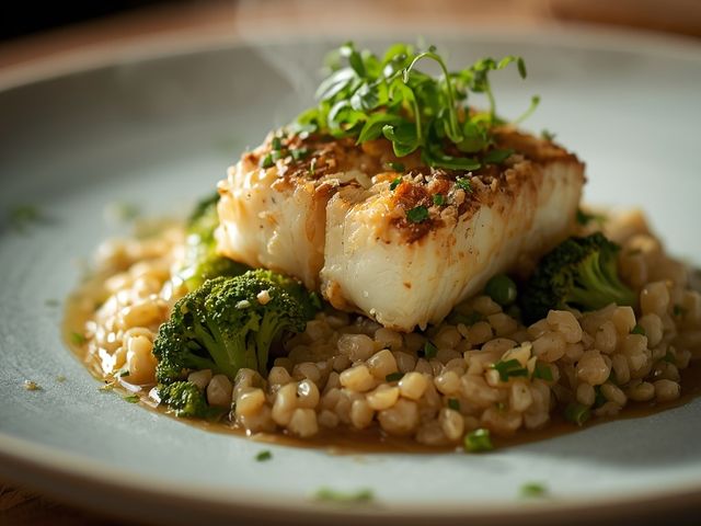 Steamed Cod with Broccoli and Buckwheat