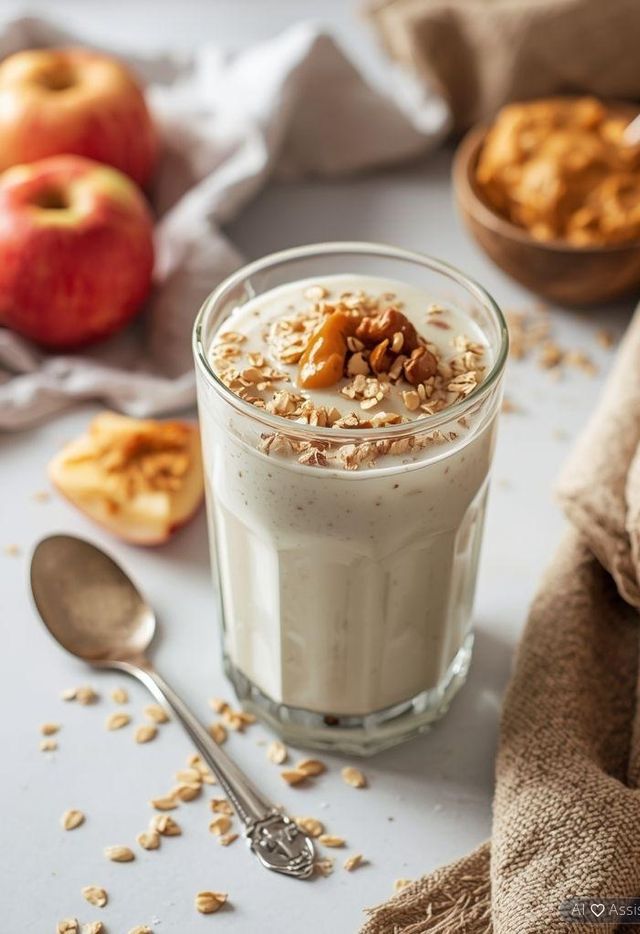 Haferdrink mit Apfel und Nussbutter (laktosefrei)