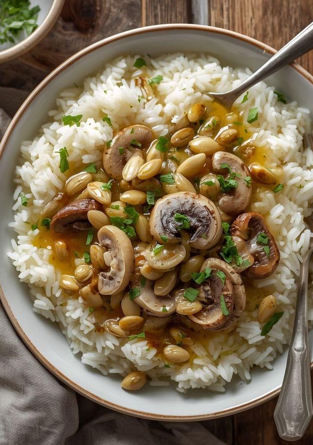 Reis mit Champignons und Dill