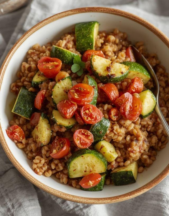 Buckwheat with Zucchini and Dried Tomatoes (lighter version)