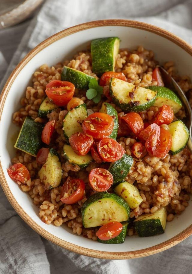 Buckwheat with Zucchini and Dried Tomatoes (lighter version)