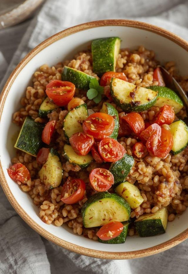 Buckwheat with Zucchini and Dried Tomatoes (lighter version)
