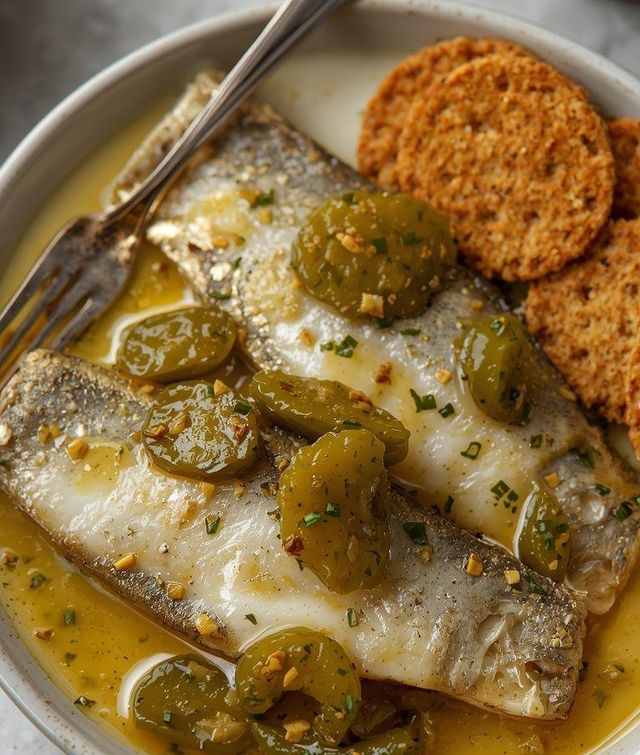 Herring Fillets with Gherkin and Graham Cracker (gluten-free)