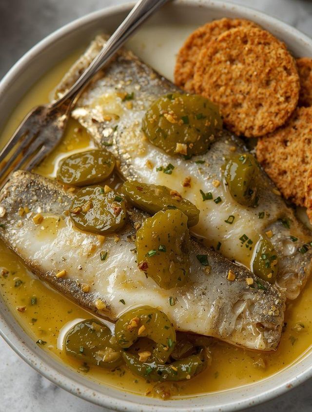 Herring Fillets with Gherkin and Graham Cracker (gluten-free)