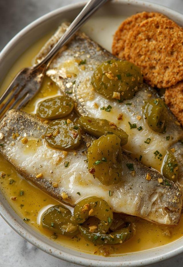 Herring Fillets with Gherkin and Graham Cracker (gluten-free)