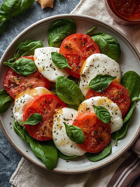 Sałatka Caprese ze szpinakiem