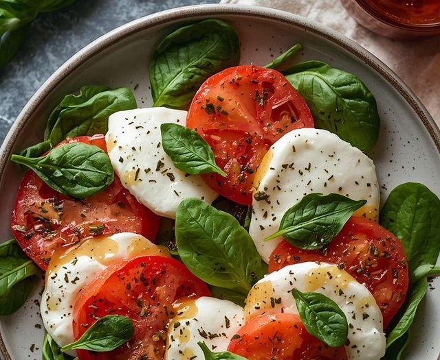 Caprese-Salat mit Spinat